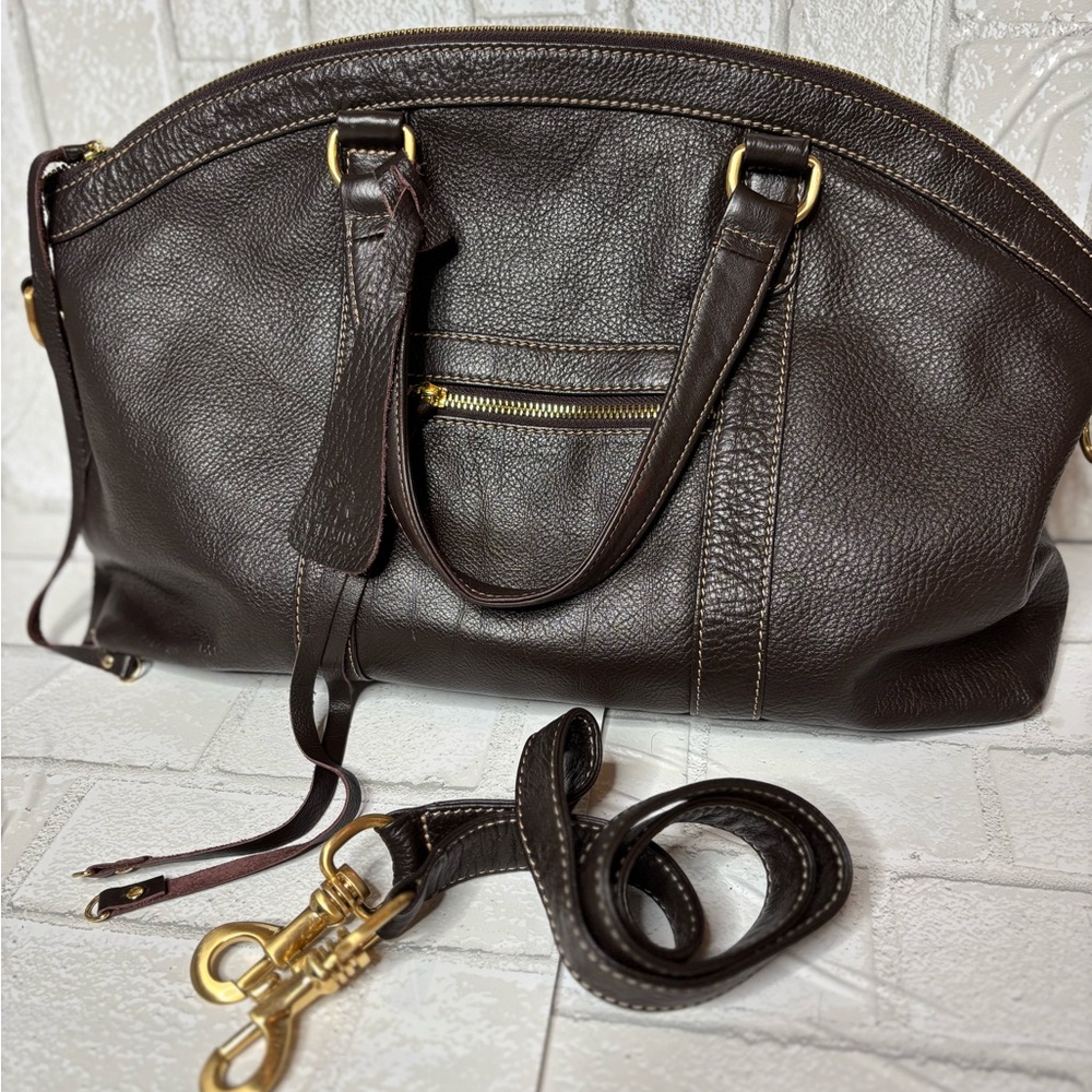 Celsius women’s brown leather shopper tote crossbody boho purse handbag like new